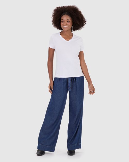 Blusa Básica Feminina Decote V Em Algodão