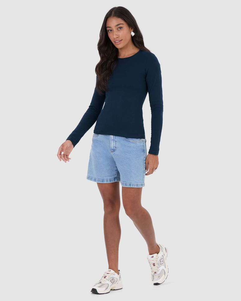 Blusa Básica Feminina Decote Redondo Em Algodão