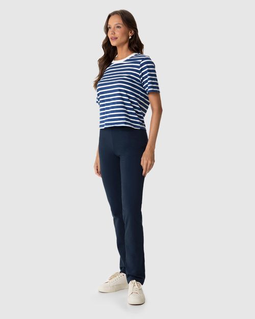 Calça Básica Feminina Cós Elástico Em Moletom Stretch Flanelado