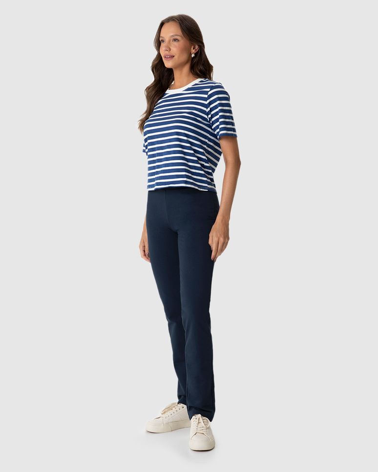Calça Básica Feminina Cós Elástico Em Moletom Stretch Flanelado