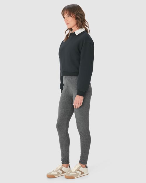 Calça Legging Básica Feminina Em Moletom Stretch Flanelado
