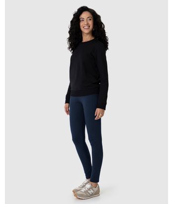 Calça Legging Básica Feminina Em Moletom Stretch Flanelado