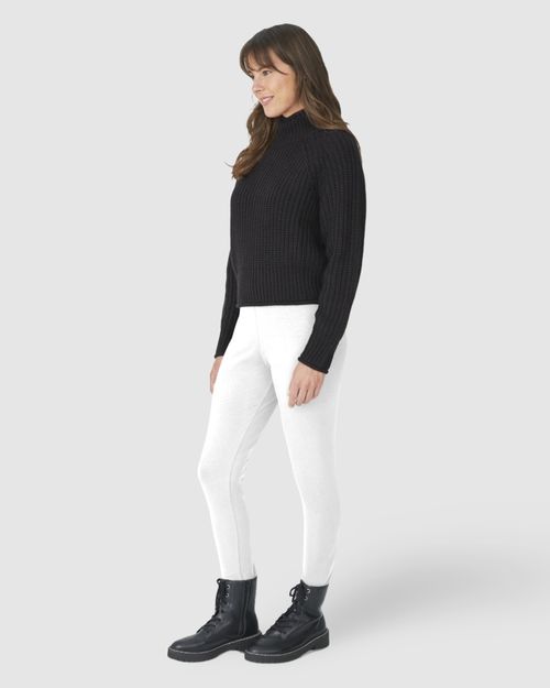 Calça Legging Básica Feminina Em Moletom Stretch Flanelado