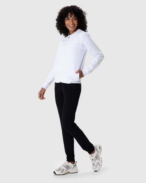 Jaqueta Básica Feminina Bolso Lateral Em Moletom Flanelado
