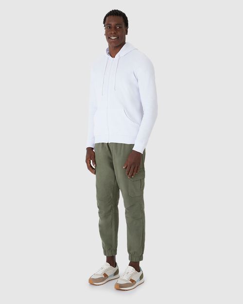 Jaqueta Básica Masculina Com Capuz Em Moletom Flanelado
