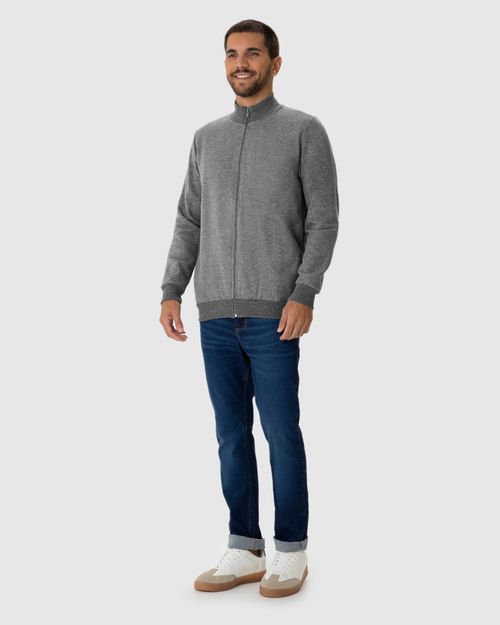 Jaqueta Básica Masculina Gola Alta Em Moletom Flanelado