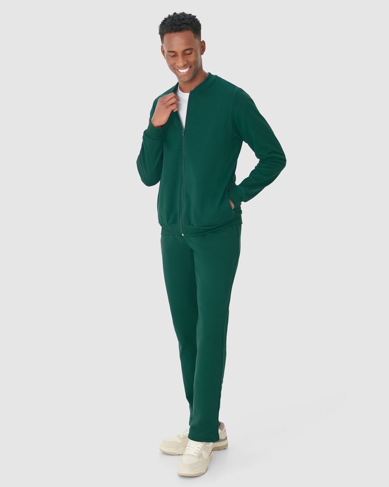 Jaqueta Básica Masculina Gola Redonda Em Moletom Flanelado