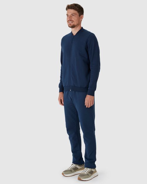 Jaqueta Básica Masculina Gola Redonda Em Moletom Flanelado