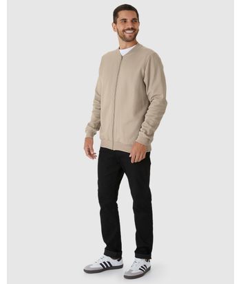 Jaqueta Básica Masculina Gola Redonda Em Moletom Flanelado