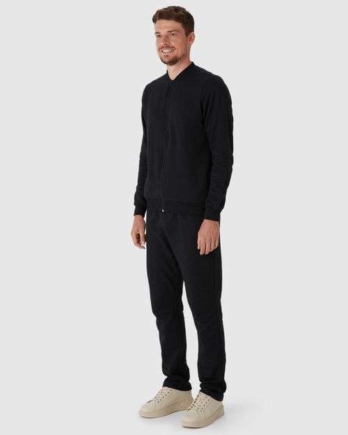 Jaqueta Básica Masculina Gola Redonda Em Moletom Flanelado