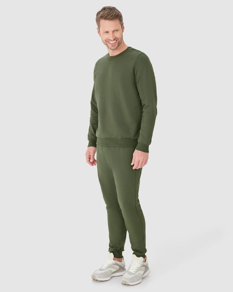 Blusão Básico Masculino Decote Redondo Em Moletom Flanelado