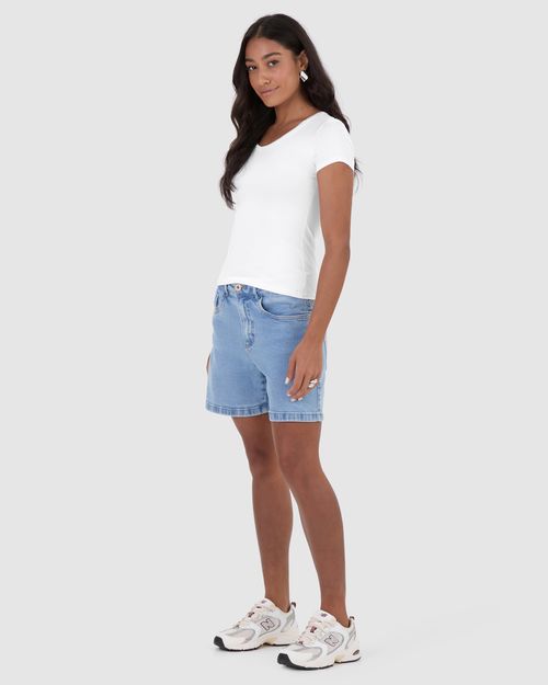Blusa Básica Feminina Decote V Em Viscose Stretch