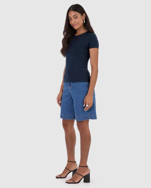 Blusa Básica Feminina Decote Redondo Em Algodão