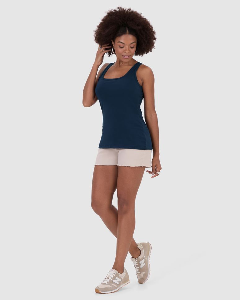 Regata Básica Feminina Decote U Em Algodão