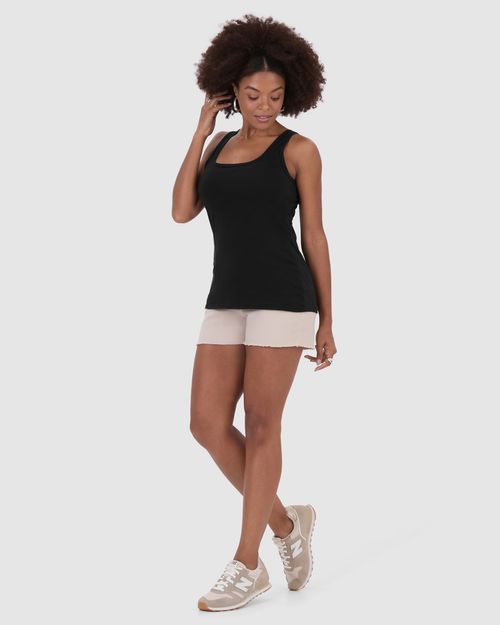 Regata Básica Feminina Decote U Em Algodão