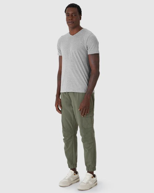 Camiseta Básica Masculina Gola V Em Algodão
