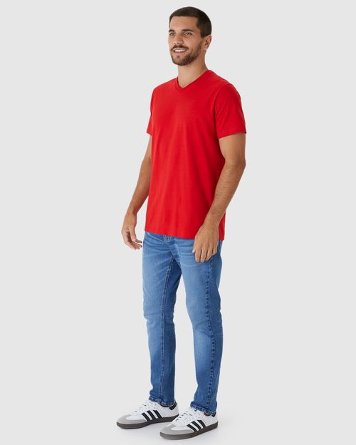 Camiseta Básica Masculina Gola V Em Algodão