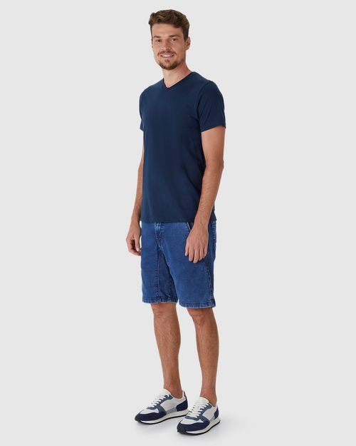 Camiseta Básica Masculina Gola V Em Algodão