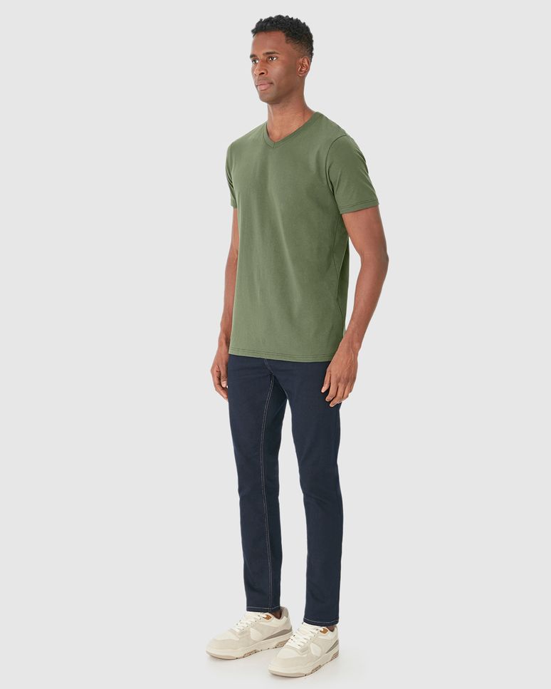 Camiseta Básica Masculina Gola V Em Algodão