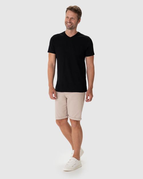 Camiseta Básica Masculina Gola V Em Algodão