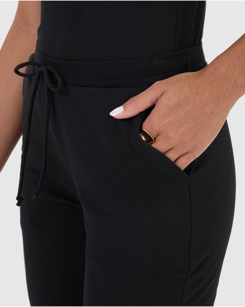 Calça Básica Feminina Jogger Bolso Faca Em Moletom Stretch