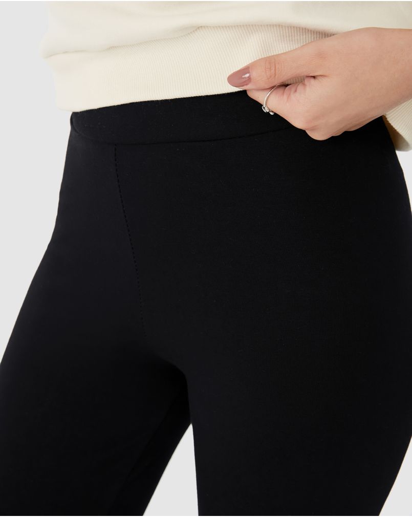 Calça Legging Básica Feminina Em Algodão PRETO Malwee - Main Image