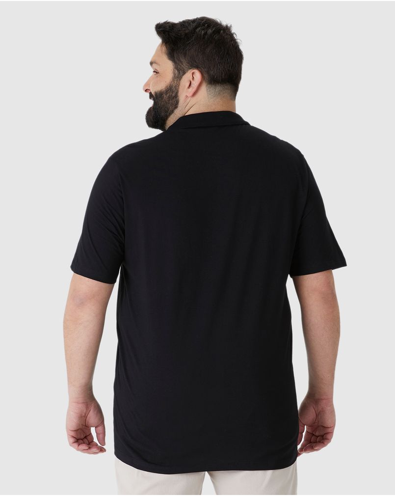 Camisa Polo Básica Masculina Plus Size Em Algodão PRETO - Malwee