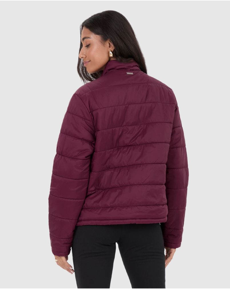 Jaqueta Básica Feminina Puffer Bolso Funcional Em Nylon VERMELHO