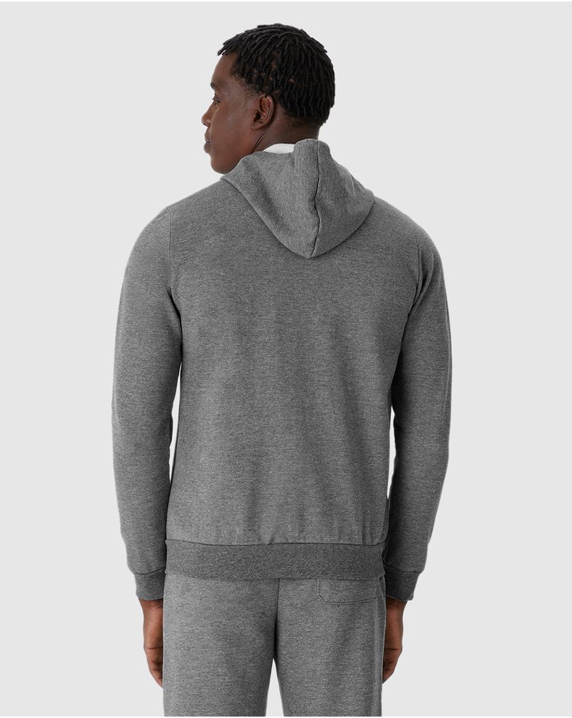 Jaqueta Básica Masculina Com Capuz Em Moletom Flanelado Cinza