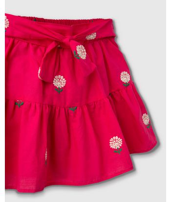 Conjunto Menina Blusa De Alça Com Saia Em Tecido Bordado - Carinhoso