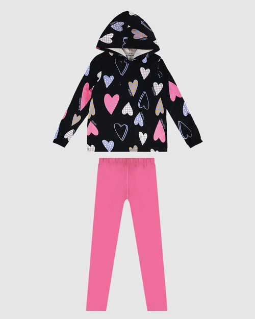 Conjunto Infantil Menina Blusão Com Capuz Em Moletom Flanelado Malwee Kids