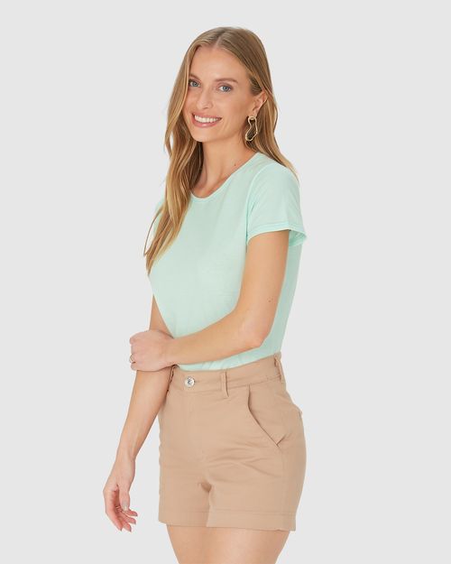 Blusa Básica Feminina Baby Look Em Algodão