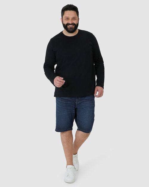 Bermuda Masculina Plus Size Slim Em Jeans Com Elastano