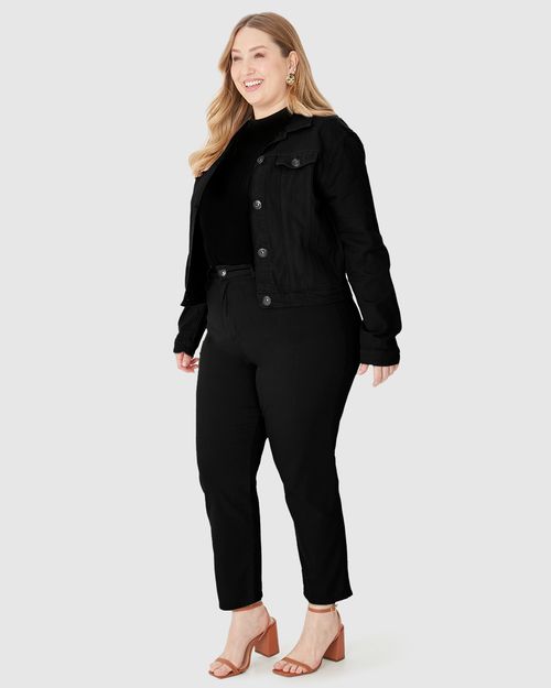 Jaqueta Feminina Plus Size Tradicional Em Sarja Com Elastano