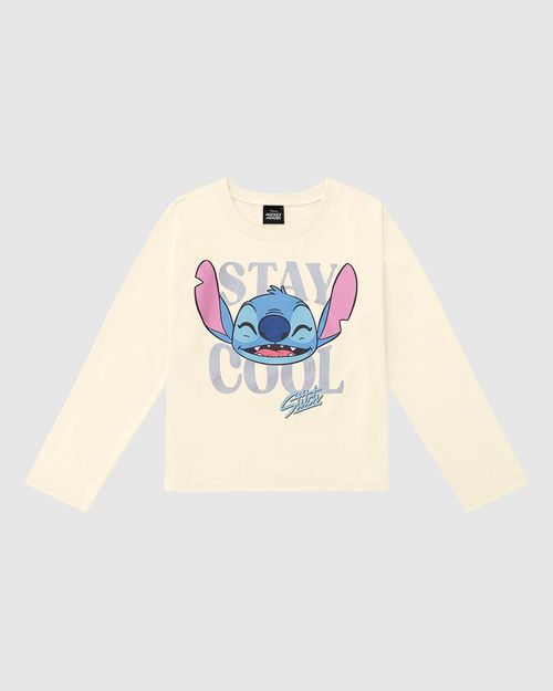 Blusa Infantil Menina Manga Longa Stay Cool Stitch Disney Malwee Kids