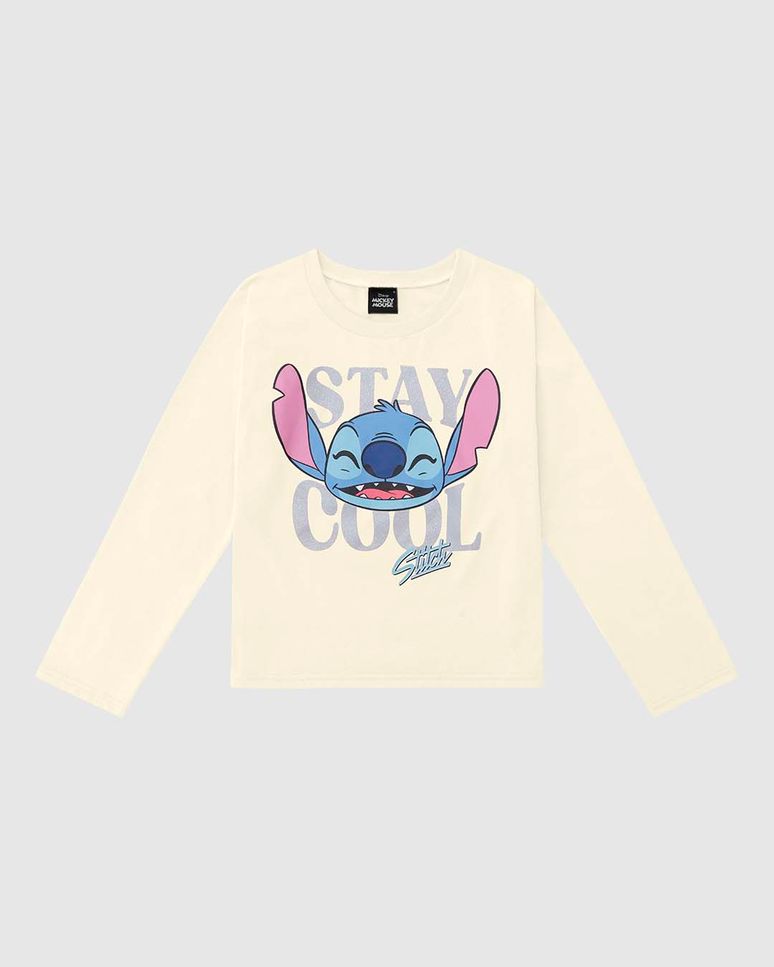 Blusa Infantil Menina Manga Longa Stay Cool Stitch Disney Malwee Kids