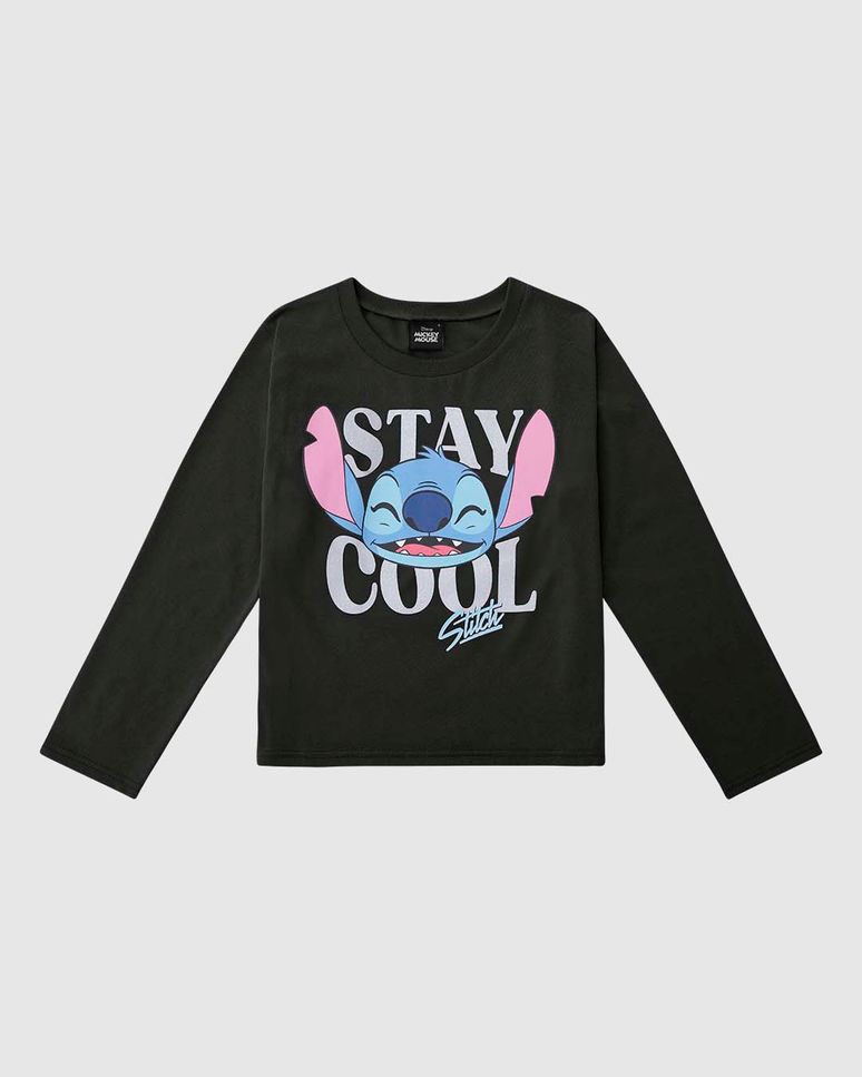 Blusa Infantil Menina Manga Longa Stay Cool Stitch Disney Malwee Kids