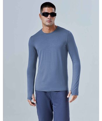 Camiseta Masculina Manga Longa Abertura Para Dedo Tecnológica Modal - BASICAMENTE