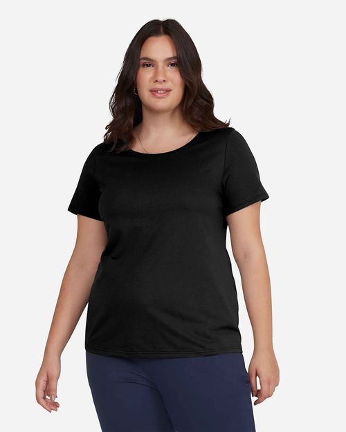 Camiseta Feminina Plus Size Gola Redonda Manga Curta Tecnológica Modal - BASICAMENTE