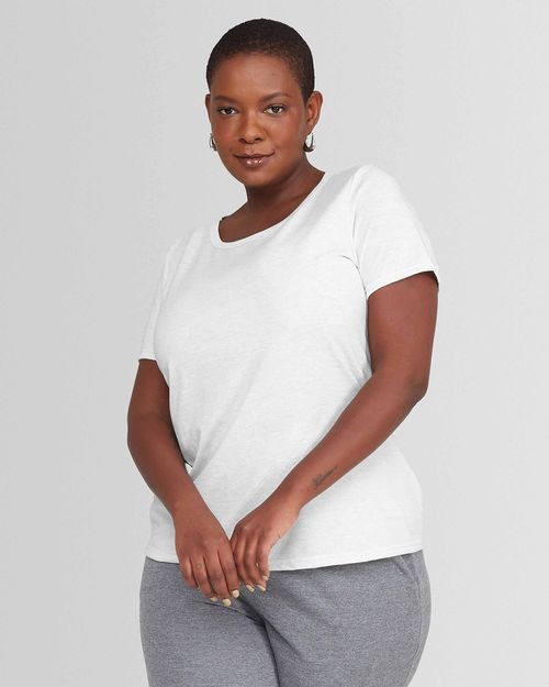 Camiseta Feminina Plus Size Gola Redonda Manga Curta Tecnológica Modal - BASICAMENTE