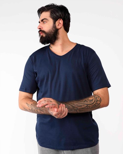 Camiseta Masculina Plus Size Gola V Tecnológica Impermeável - BASICAMENTE