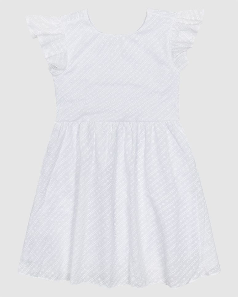 Vestido Menina Evasê Manga Babado Em Laise Algodão - Carinhoso