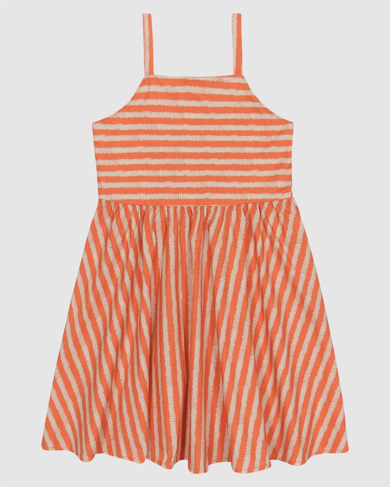 Vestido Menina Decote Reto Alça Fina Em Tricoline Com Elastano - Carinhoso