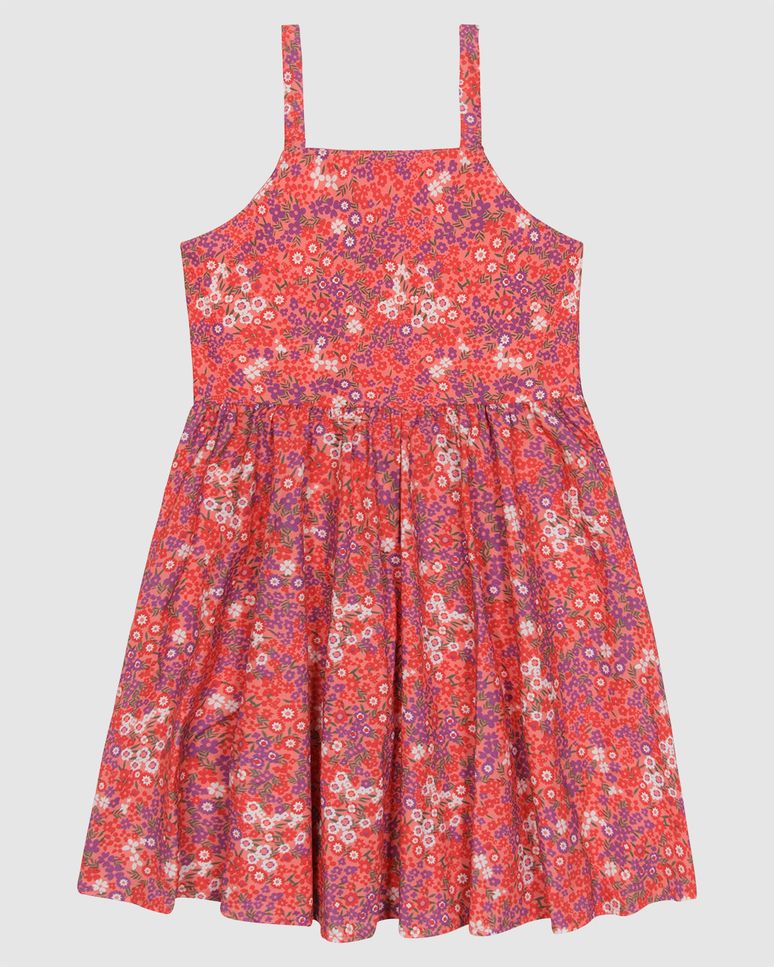 Vestido Menina Decote Reto Alça Fina Em Tricoline Com Elastano - Carinhoso