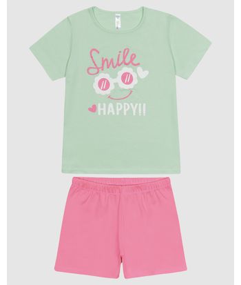 Pijama Infantil Menina Blusa Estampa Frontal Em Algodão Malwee Kids