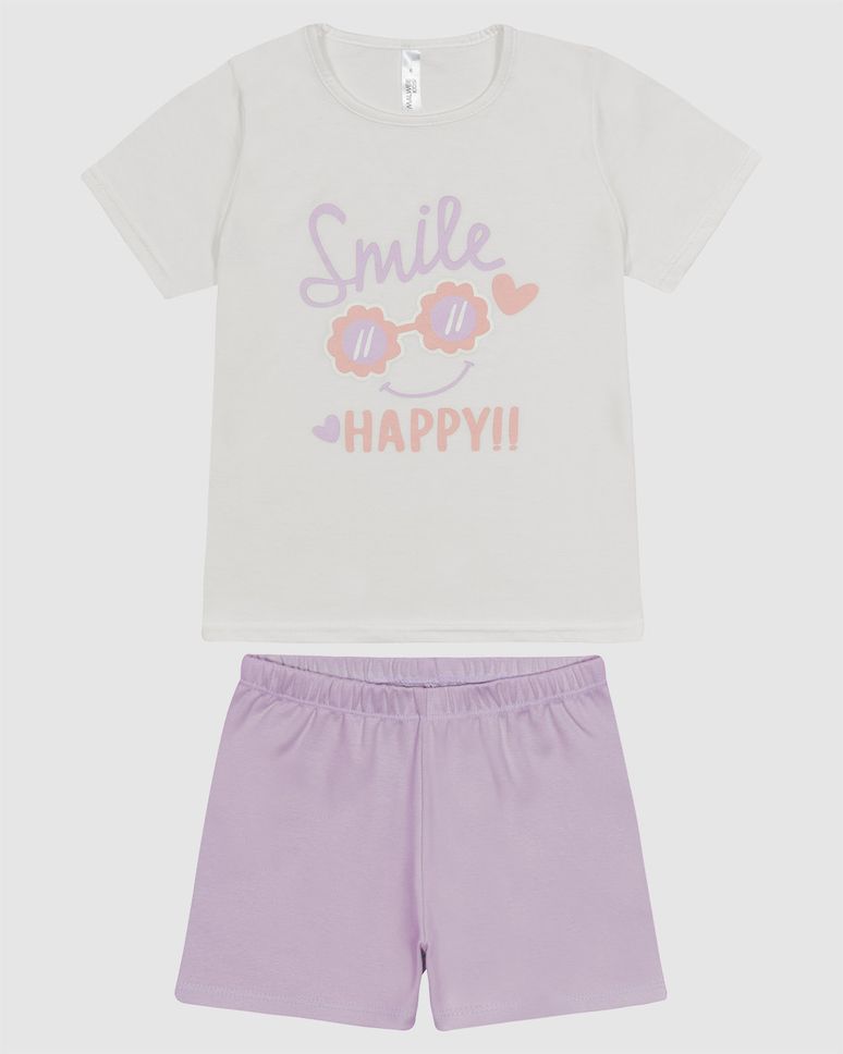 Pijama Infantil Menina Blusa Estampa Frontal Em Algodão Malwee Kids