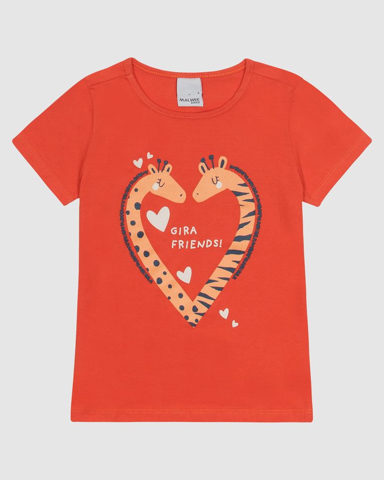 Blusa Infantil Menina Manga Curta Estampa Frontal Em Algodão Malwee Kids