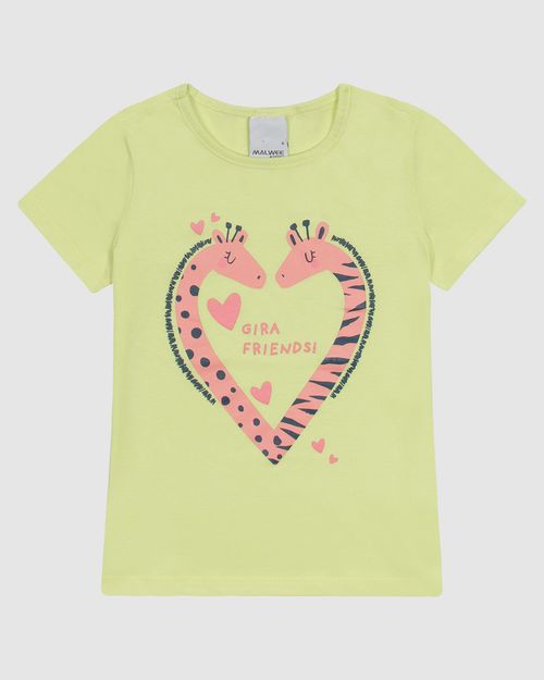 Blusa Infantil Menina Manga Curta Estampa Frontal Em Algodão Malwee Kids