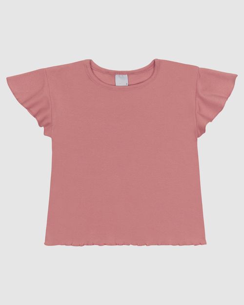 Blusa Infantil Menina Manga Curta Babado Em Ribana Algodão Malwee Kids