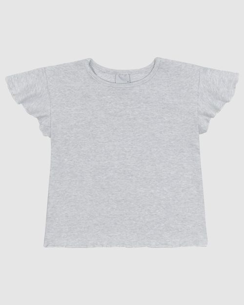 Blusa Infantil Menina Manga Curta Babado Em Ribana Algodão Malwee Kids